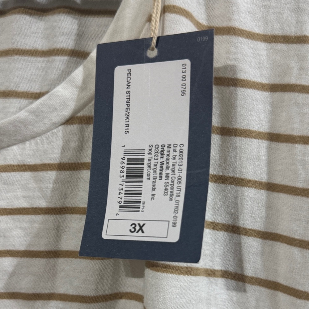🍗 3x Universal Thread Beige and White Striped Tee - Picture 2 of 3
